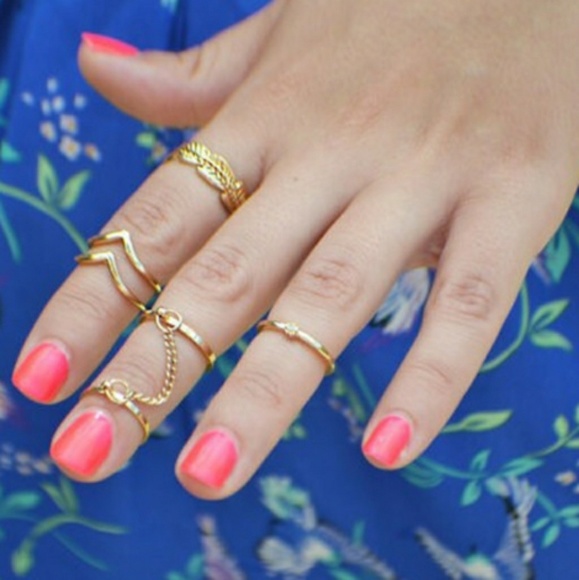 2/$5  6pc Stacking midi Ring set gold - Picture 3 of 6